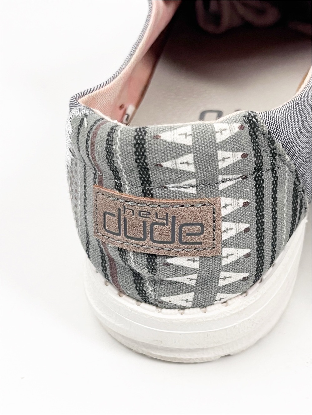 HEY DUDE Wendy Boho Gray Aztec Print Slip On Shoes Size 9 Casual Neutral Comfy - Picture 6 of 11